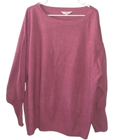 Terra & Sky Womens Plus Size 2X Burgundy Knit Pullover Sweater - Picture 1 of 8